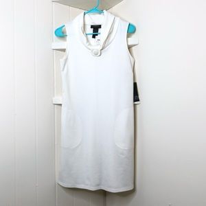 ALYN PAIGE Medium Ivory Sleeveless Dress with a Cuffed Neck